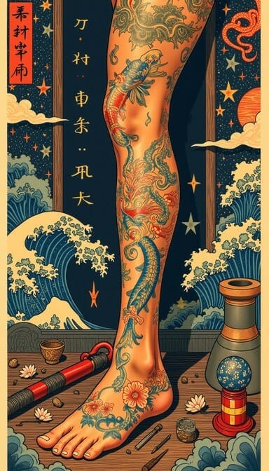 tatuaggio_giapponese_tradizionale_gamba